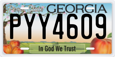 GA license plate PYY4609
