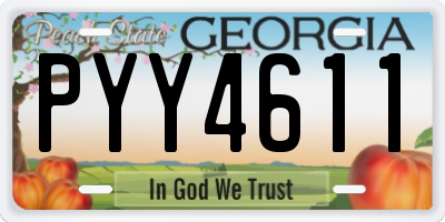 GA license plate PYY4611