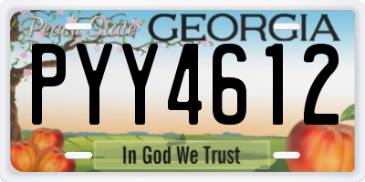 GA license plate PYY4612