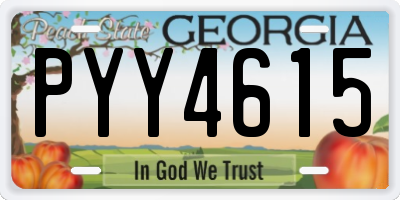 GA license plate PYY4615