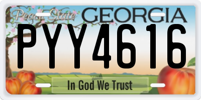 GA license plate PYY4616