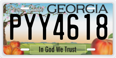 GA license plate PYY4618
