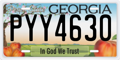 GA license plate PYY4630