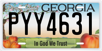 GA license plate PYY4631