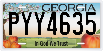 GA license plate PYY4635