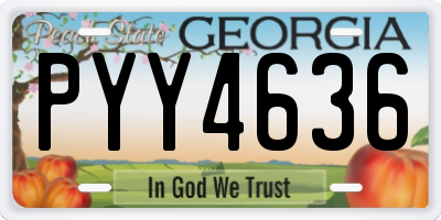 GA license plate PYY4636