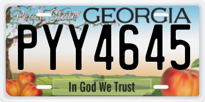 GA license plate PYY4645