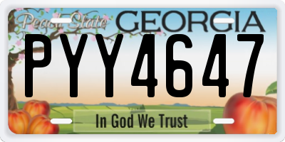 GA license plate PYY4647