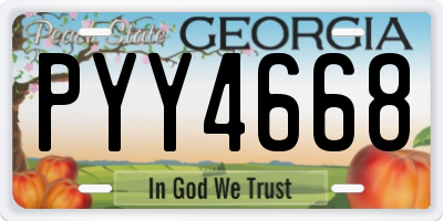 GA license plate PYY4668