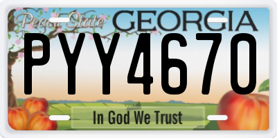 GA license plate PYY4670