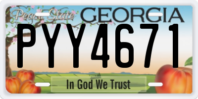 GA license plate PYY4671