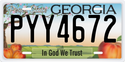 GA license plate PYY4672
