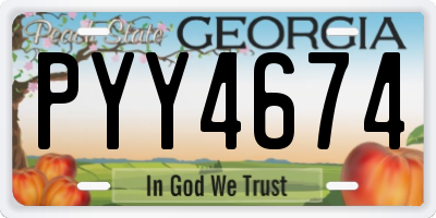GA license plate PYY4674