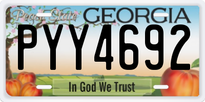 GA license plate PYY4692
