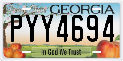 GA license plate PYY4694
