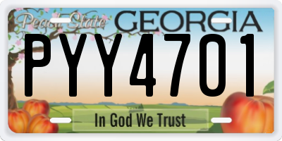 GA license plate PYY4701