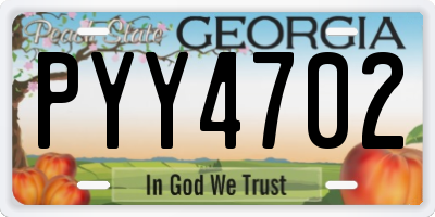 GA license plate PYY4702