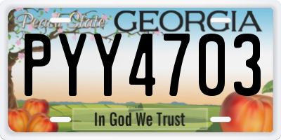 GA license plate PYY4703