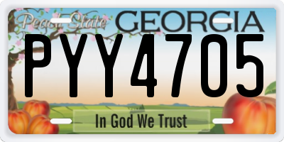 GA license plate PYY4705