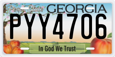 GA license plate PYY4706