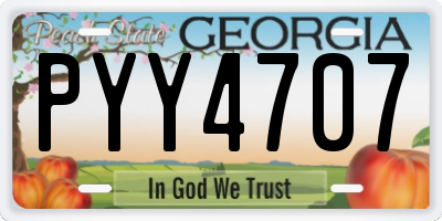 GA license plate PYY4707