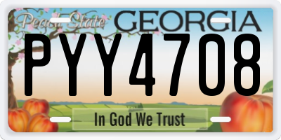GA license plate PYY4708
