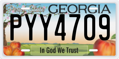 GA license plate PYY4709