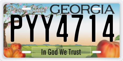 GA license plate PYY4714