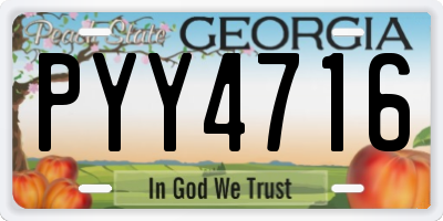 GA license plate PYY4716