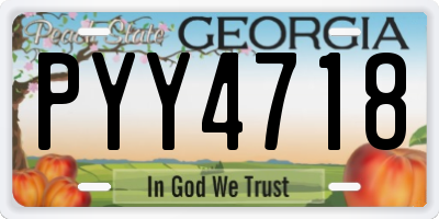 GA license plate PYY4718