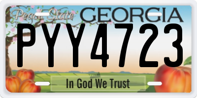 GA license plate PYY4723