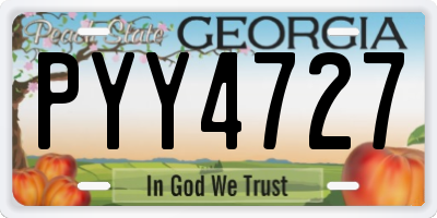 GA license plate PYY4727
