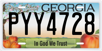 GA license plate PYY4728