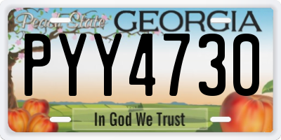 GA license plate PYY4730