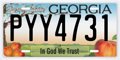 GA license plate PYY4731