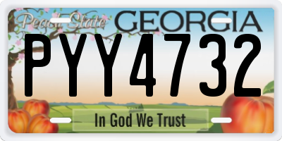 GA license plate PYY4732