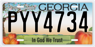 GA license plate PYY4734