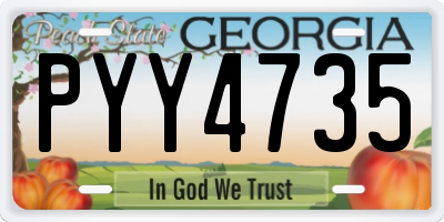 GA license plate PYY4735