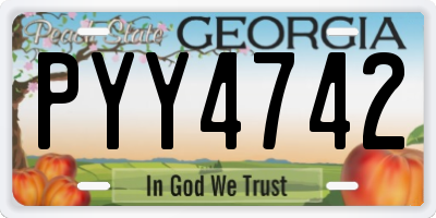 GA license plate PYY4742