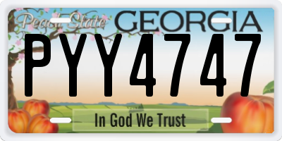 GA license plate PYY4747