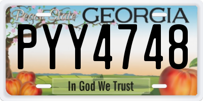 GA license plate PYY4748