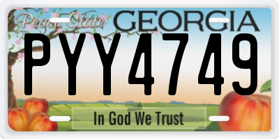 GA license plate PYY4749
