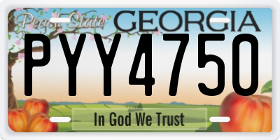 GA license plate PYY4750