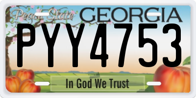 GA license plate PYY4753