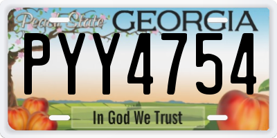 GA license plate PYY4754