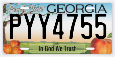 GA license plate PYY4755