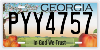 GA license plate PYY4757