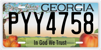 GA license plate PYY4758
