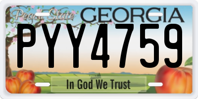 GA license plate PYY4759