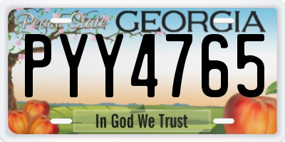 GA license plate PYY4765